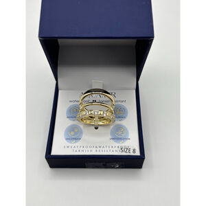 Aquamir Gold Tone & White Stone Ring Set Size 8